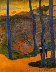 Blue Tree Trunks. Arles by Paul Gauguin