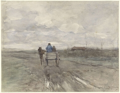 Boerenkar op een landweg by Anton Mauve