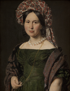 Cathrine Jensen, f. Lorenzen, kunstnerens hustru med turban by Christian Albrecht Jensen