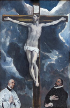 Christ on the Cross Adored by Donors by El Greco