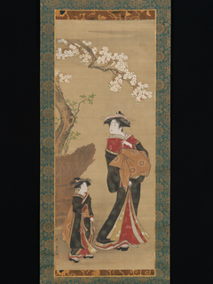 Courtesan and her Attendant under a Cherry Tree by Utagawa Toyoharu