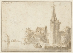 De Oostpoort te Delft by Unknown Artist