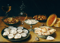 Dishes with Oysters, Fruit, and Wine by Osias Beert