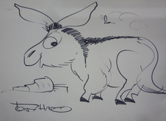 Donkey with Carrot and a Bee by Tony Hart