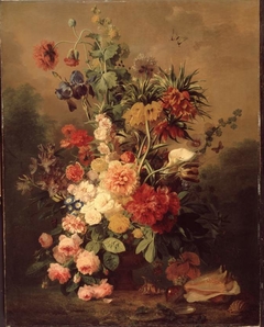 Een rijke compositie van rozen en andere bloemen by Georgius Jacobus Johannes van Os