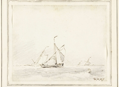 Enkele kleine vaartuigen op zee by Willem van de Velde II