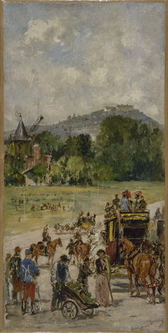 Esquisse pour le salon des Sciences de l'Hôtel de Ville : Le champ de courses de Longchamp by John Lewis Brown