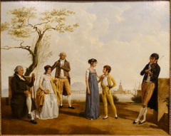 Family Portrait in front of a Harbour by Jacques Sablet