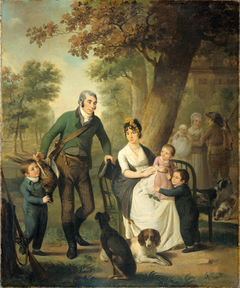 Family Portrait of Jonkheer Gysbert Carel Rutger Reinier van Brienen van Ramerus, his Wife and four of their Children at his Estate of Crailo by Adriaan de Lelie