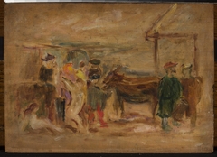 Figural scene with donkeys by Tadeusz Makowski