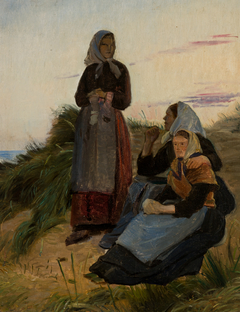 Fishermen's daughters on Sladrebakken. Study. by Michael Peter Ancher