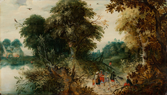 Forest View with Travellers by Abraham Govaerts