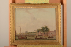 Gezicht op de Boompoort, met wachthuis, ophaalbrug en hamei by Ouker Rondhout