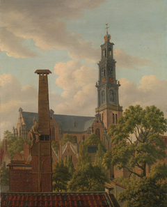 Gezicht op de Westerkerk by Adrianus Gerardus van Schoone