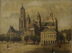 Gezicht op Sint-Servaaskerk en Sint-Jan vanaf het Vrijthof by anonymous painter