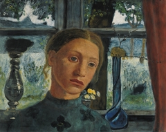 Girl's head in front of a window by Paula Modersohn-Becker