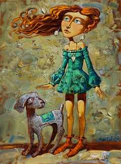 Girl with a dog by Konstantin Kansky