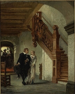 Hall and Landing with Figures by Johannes Anthonie Balthasar Stroebel