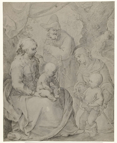 Heilige familie met Elizabeth en Johannes de Doper by Paulus Willemsz. van Vianen