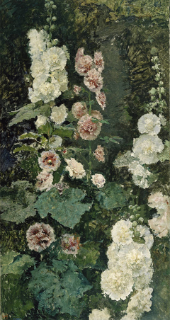 Hollyhocks by Marià Fortuny Marsal