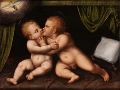 Jesus and Saint John as infants embracing by Joos van Cleve