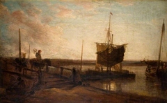 Jetty With Boats by Peter De Wint