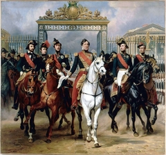 King Louis-Philippe escorted by his sons leaving Versailles on June 10, 1837 by Horace Vernet