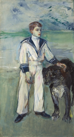 L'Enfant au chien, fils de Madame Marthe et la chienne Pamela, Taussat by Henri de Toulouse-Lautrec