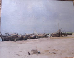 La plage de Berck au pliant by Ludovic-Napoléon Lepic