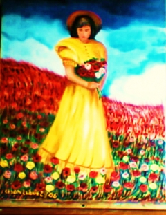 Lady With Flowers by Cesar Chavez