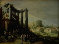 Landscape with a View of Campo Vaccino in Rome by Willem van Nieulandt II