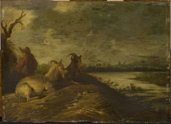 Landscape with goats by Jacobus Mancadan