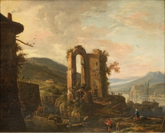 Landschap met ruïne by Herman Saftleven