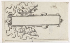 Langwerpige cartouche met twee putti by Pieter Jansz