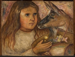 Little girl with a goat by Tadeusz Makowski