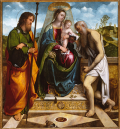 Madonna and Child with Saints James Major and Jerome by Girolamo Romanino