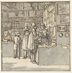 Mannen in een boekenwinkel by Dirck de Bray