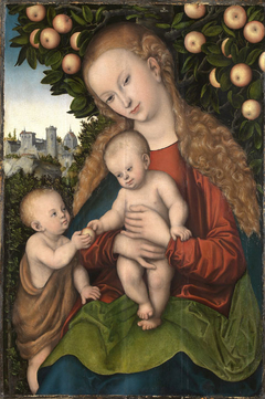 Maria mit dem Kind und dem Johannesknaben unter dem Apfelbaum by Lucas Cranach the Elder