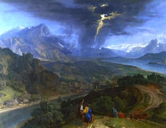 Mountain Landscape with Lightning by Francisque Millet