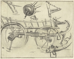 Onderdelen van de constructie van een boerenwagen by Simon Andreas Krausz