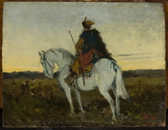 Oriental rider on a white horse by Jan Chełmiński