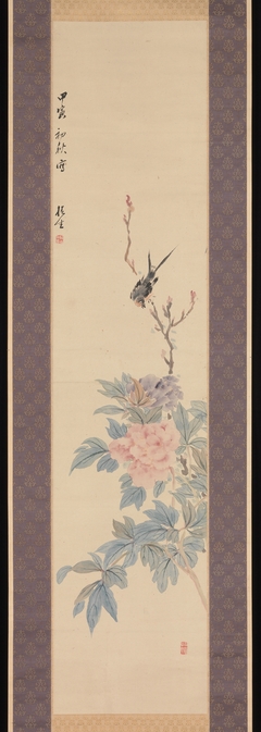 Peony and Swallow by Tsubaki Chinzan