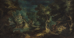 Phantastische Landschaft mit Hirten und Bäumen by Frederik van Valckenborch