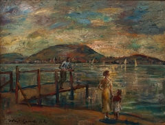 Pier on Balaton by Béla Iványi-Grünwald