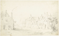 Plein met huizen by David Teniers II