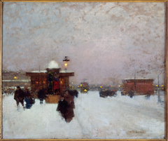 Porte Maillot ; effet de neige, la nuit by François-Joseph Luigi Loir