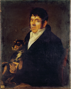 Portrait d'homme avec un chien. by Anonymous