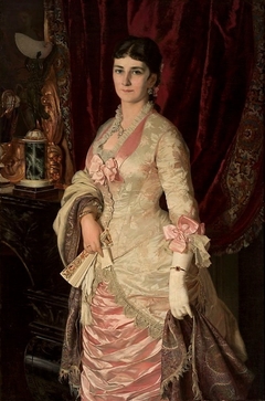 Portrait of a lady in satin dress. by Bolesław Łaszczyński