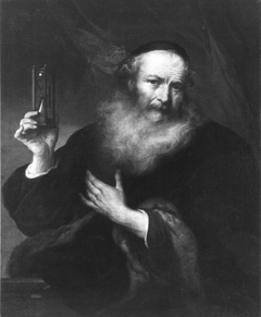 Portrait of an old man with hourglass by Govert Flinck