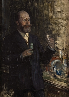 Portraitstudie Emil Fischer, Chemiker und Nobelpreisträger. Entwurf zu dem verschollenen Gemälde "Letzte Sitzung der Preußischen Akademie der Wissenschaften im alten Haus" by William Pape